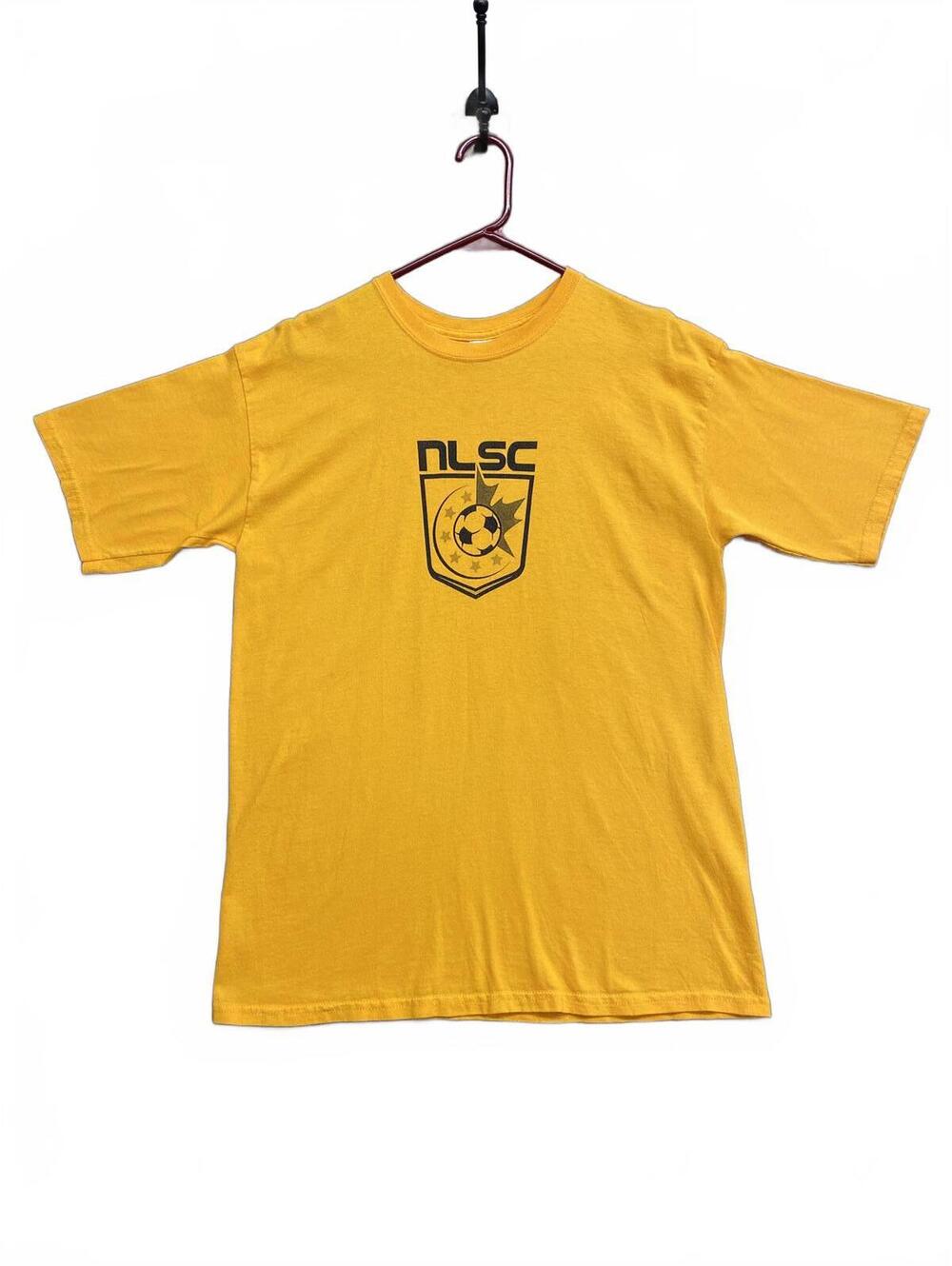 Vtg Y2K NLSC Yellow Soccer Jersey T-Shirt with Number 6 Gildan Tag Size XL
